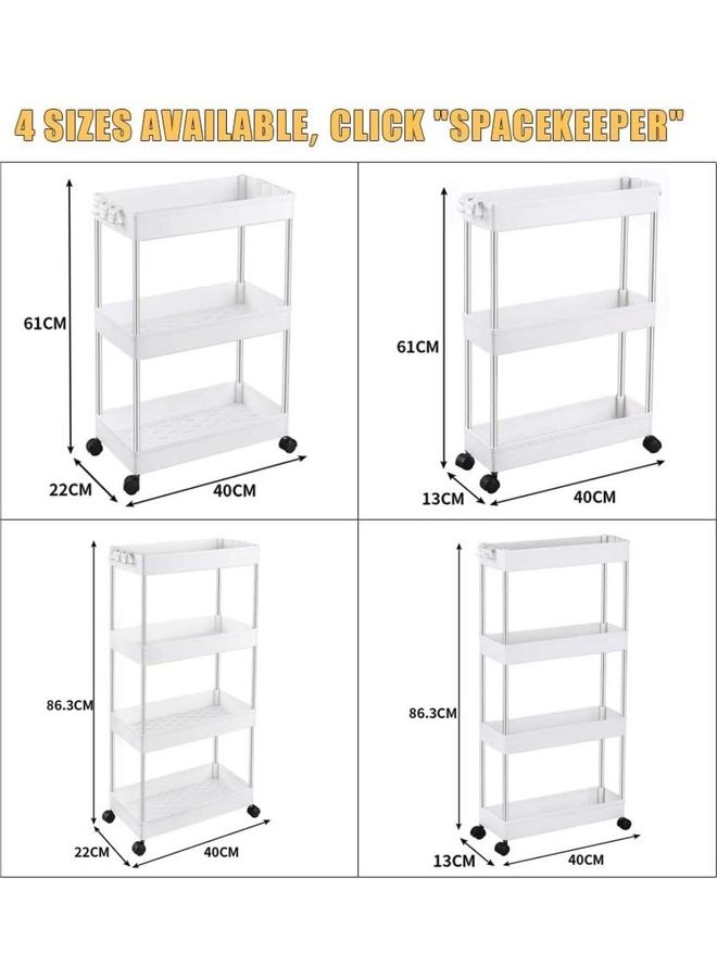 XiuWoo 4-Tier Slim Storage Trolley Cart White one size cm - Image 5