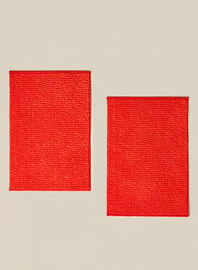 Noon East Bath Mat -  Bathroom Mat Soft And Cushion 2 Piece - Red 40 x 60cm