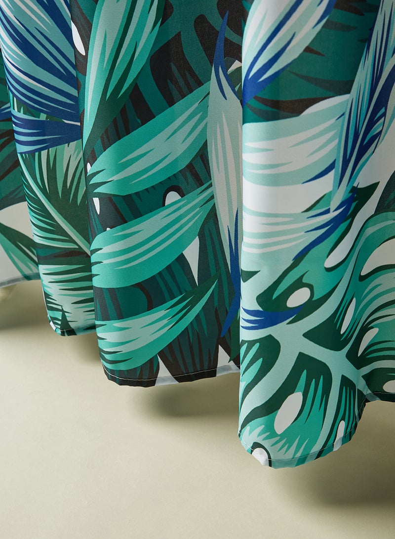 Shower Curtain - 180x180 cm - 100% Printed Polyester Hooks - Tropicalleaf Color - Bath Curtain 13 Piece Incl 12 Ring Tropical Leaf