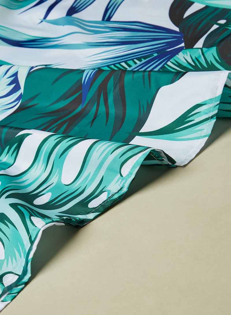 Shower Curtain - 180x180 cm - 100% Printed Polyester Hooks - Tropicalleaf Color - Bath Curtain 13 Piece Incl 12 Ring Tropical Leaf