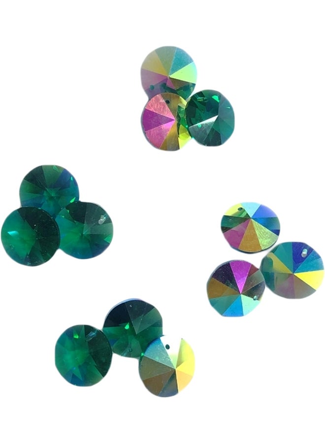 12 Pieces - Round Shaped Glass Crystal Top Hole  - Image 1
