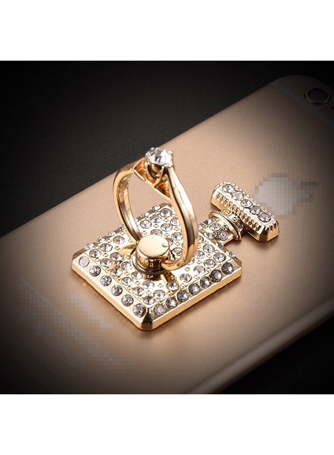 ماركة غير محددة - حامل موبايل بتصميم حلقة إصبع على شكل زجاجة عطر مرصعة بالأحجار ذهبي - Image 1