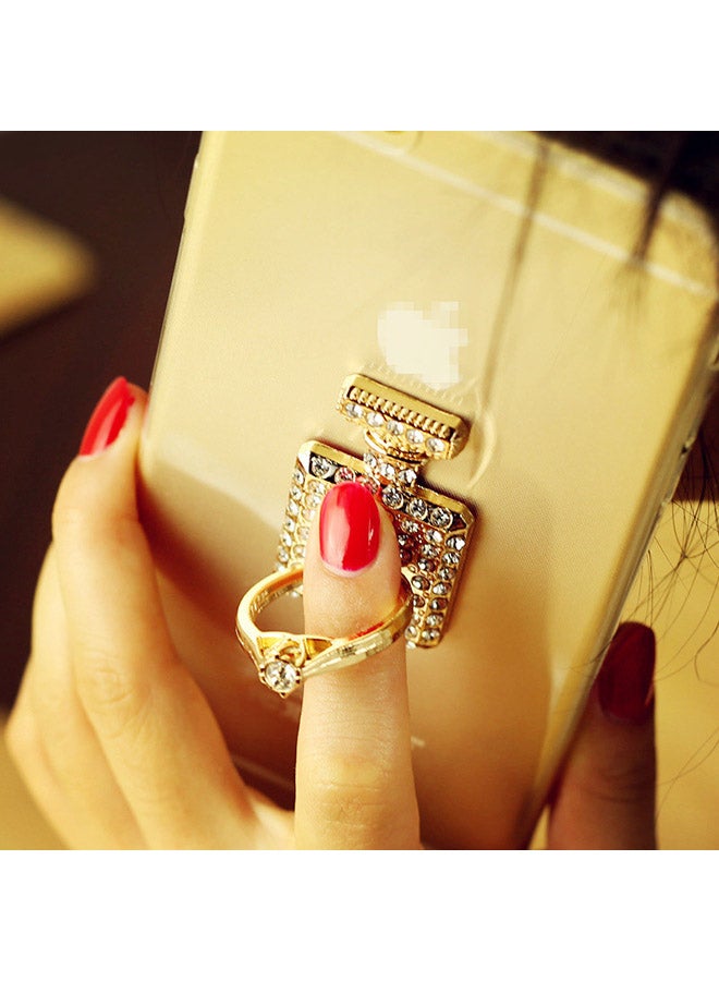 ماركة غير محددة - حامل موبايل بتصميم حلقة إصبع على شكل زجاجة عطر مرصعة بالأحجار ذهبي - Image 1
