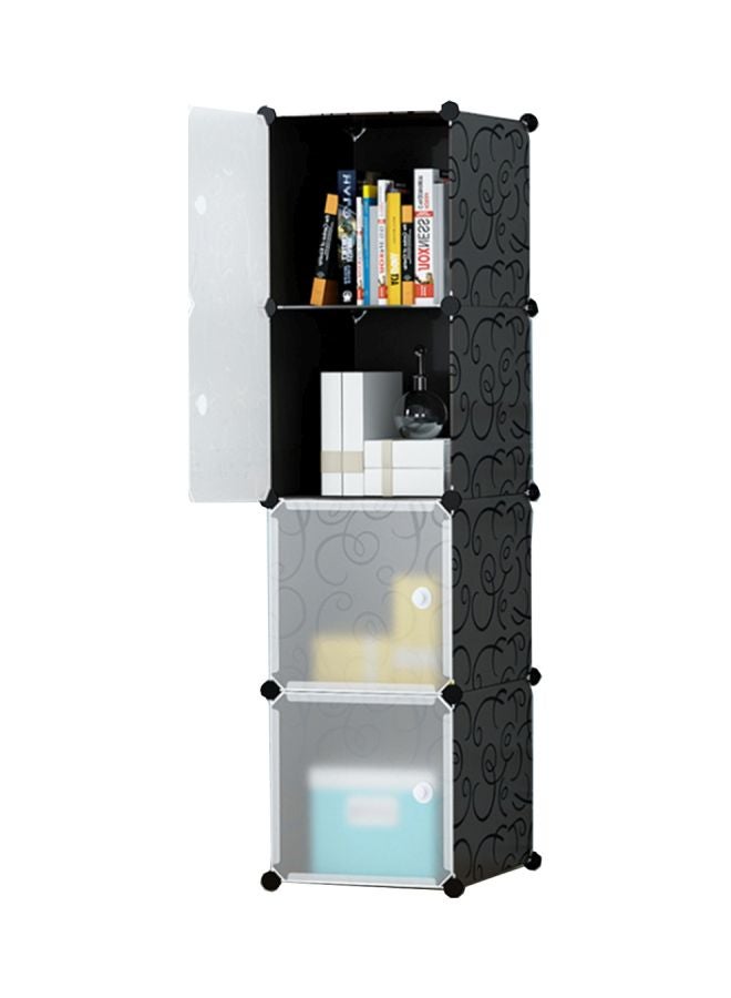 Generic 4-Cube Detachable Storage Cabinet Black/White 39x37x147cm 
