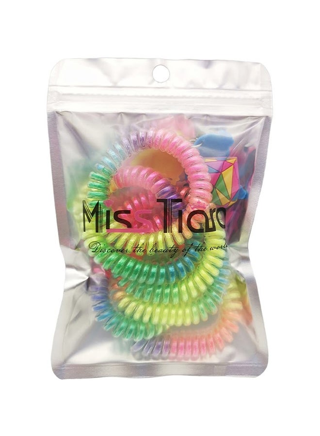 MissTiara 6-Piece Spiral Elastic Hair Bands Rainbow Color 5*10cm  - Image 3