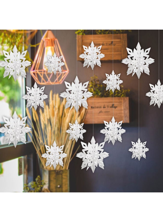 Generic - 3D Snowflake Hanging Decor With String 12cm/17cm/22cm(2PCS for Each Size) White 22.00 x 1.00 x 21.00cm - Image 1
