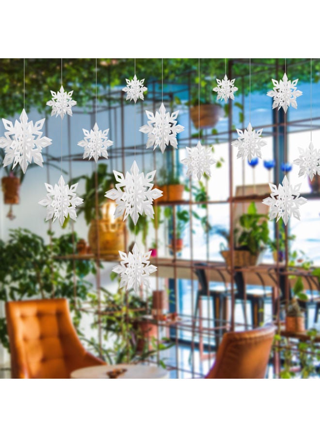 Generic - 3D Snowflake Hanging Decor With String 12cm/17cm/22cm(2PCS for Each Size) White 22.00 x 1.00 x 21.00cm - Image 1