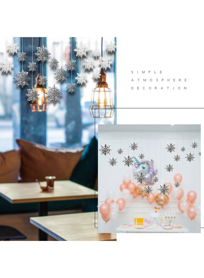 Generic - 3D Snowflake Hanging Decor With String 12cm/17cm/22cm(2PCS for Each Size) White 22.00 x 1.00 x 21.00cm - Image 1