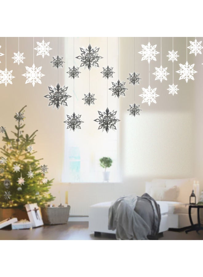 Generic - 3D Snowflake Hanging Decor With String 12cm/17cm/22cm(2PCS for Each Size) White 22.00 x 1.00 x 21.00cm - Image 1
