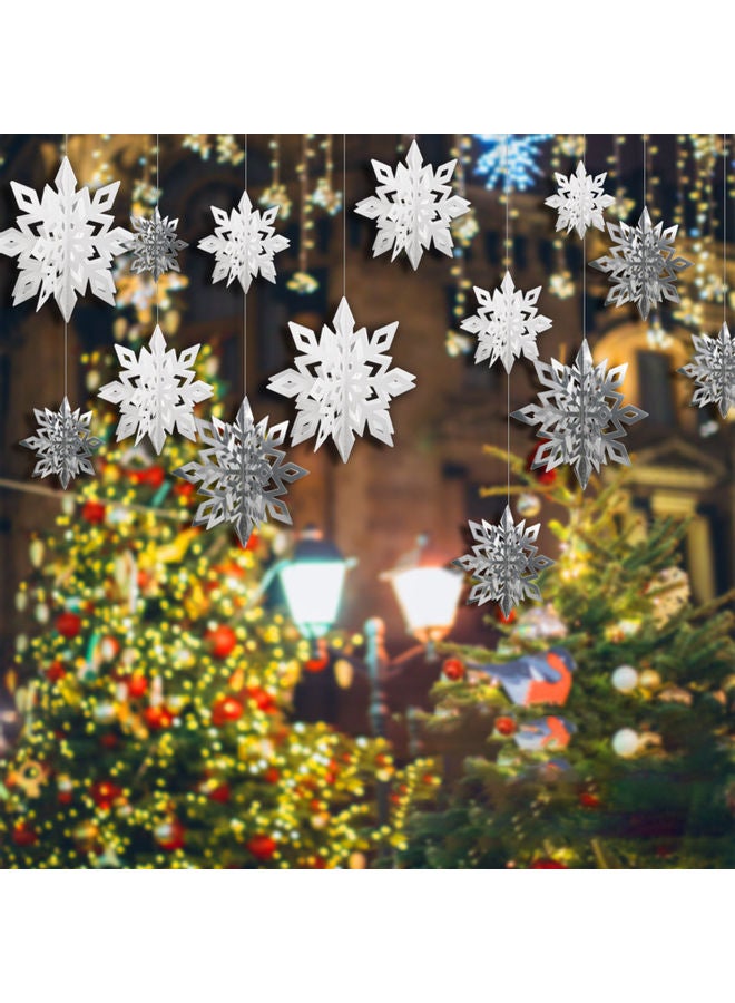Generic - 3D Snowflake Hanging Decor With String 12cm/17cm/22cm(2PCS for Each Size) White 22.00 x 1.00 x 21.00cm - Image 1