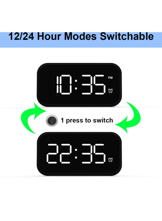 Snooze Function Fast Charge Full Screen Alarm Clock White 14.00 x 4.40 x 9.50cm - Image 4