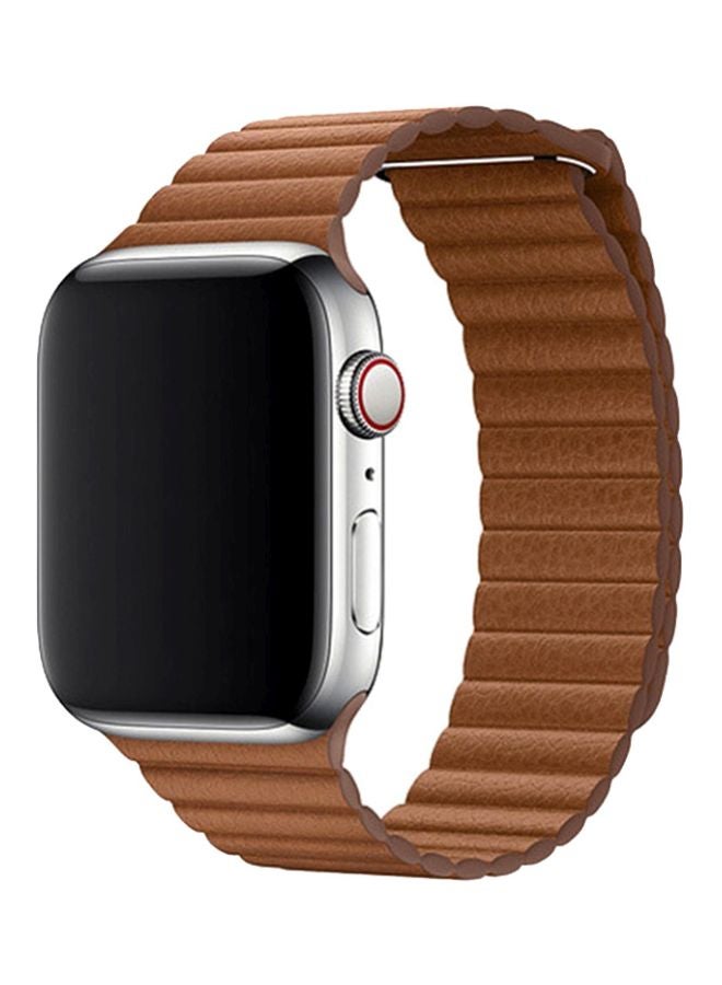 FITME - Magnetic Leather Band For Apple Watch 42/44/45/49 mm Brown - Image 1