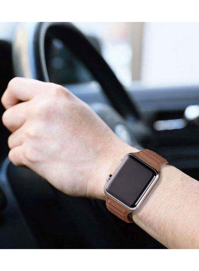 FITME - Magnetic Leather Band For Apple Watch 42/44/45/49 mm Brown - Image 1