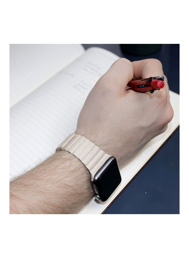 FITME - Magnetic Leather Band For Apple Watch 38/40/41mm Beige - Image 1