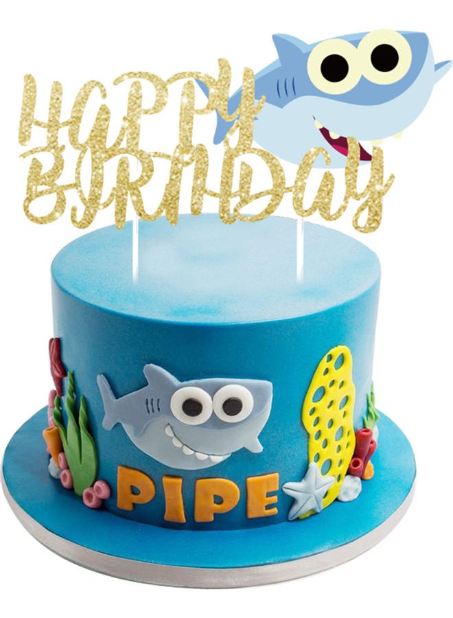 Happy Birthday Baby Shark Balloons Cake Banner Decoration Set Multicolour 20.00 x 2.00 x 16.00cm - Image 2