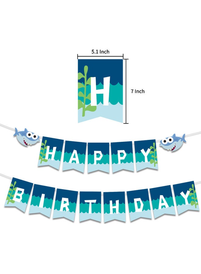 Happy Birthday Baby Shark Balloons Cake Banner Decoration Set Multicolour 20.00 x 2.00 x 16.00cm - Image 3