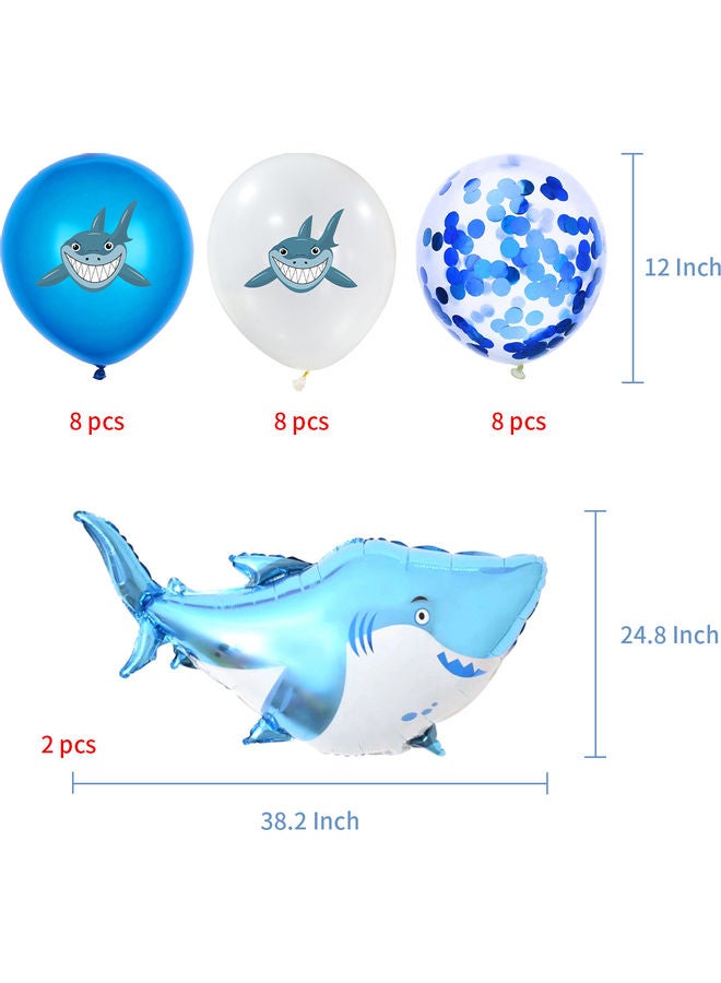 Happy Birthday Baby Shark Balloons Cake Banner Decoration Set Multicolour 20.00 x 2.00 x 16.00cm - Image 4