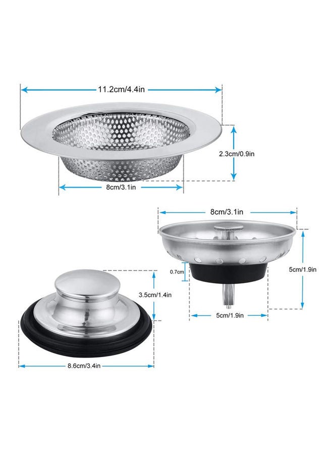 Kitchen Sink Plug Filter Water Draining Prevent Blockage Silver 9.20 x 2.70 x 7.50cm - Image 5