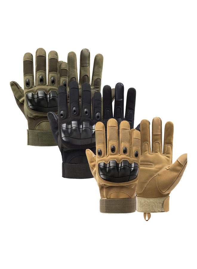 Full Finger Knuckle Touchscreen Anti-slip Sports Cycling Gloves Dark Green, XL Size 17.00 x 3.00 x 16.00cm - Image 3