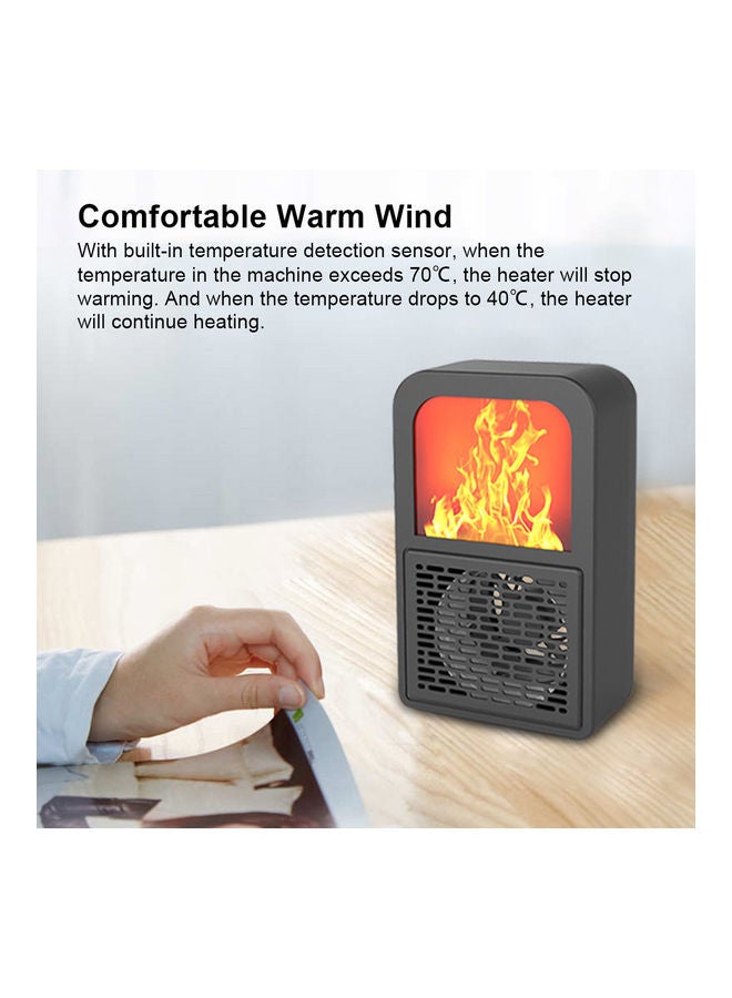 3D Flame Warm Air Blower Portable Heater Handy Warmer For Home Office 2000 W 797 Black - Image 4