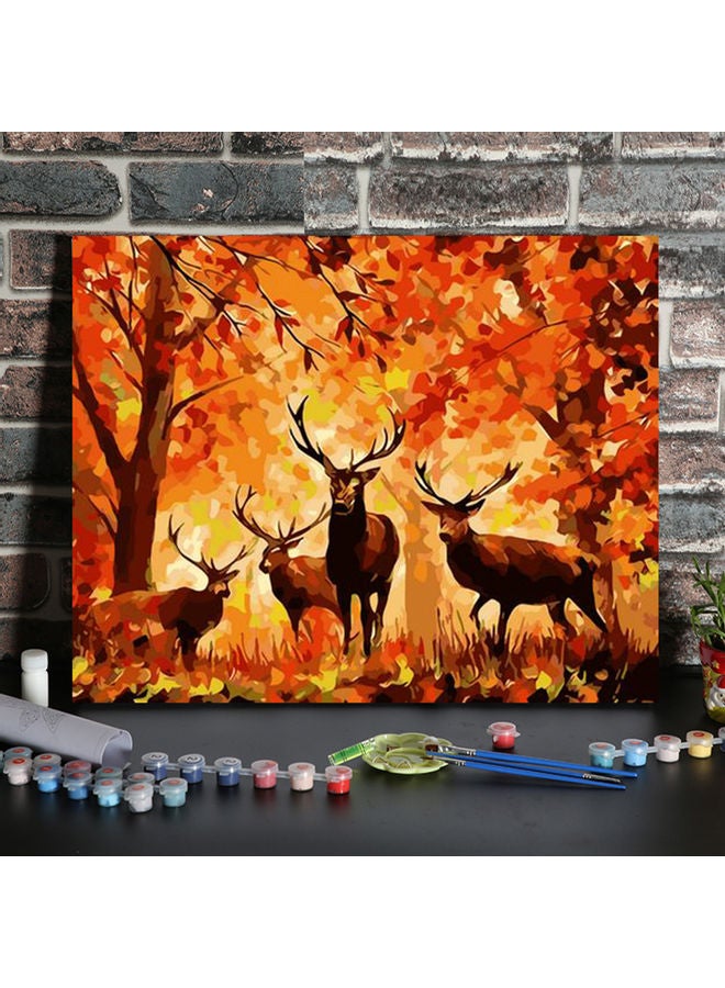 طقم رسم بالزيت من قماش الكانفاس مقاس 16 x 20 بوصة تصنعها بنفسك حسب الأرقام بتصميم حيوان الألكة الخاص بسانتا كلوز، مناسبة للأطفال والكبار والمبتدئين، تصلح كهدية لديكور المنزل متعدد الألوان 22.00 x 3.00 x 15.00سم - Image 2