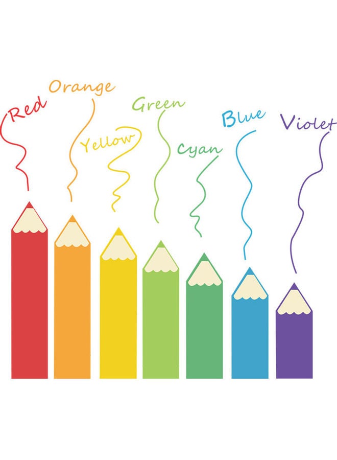 Generic DIY Wall Stickers Decals Colourful Pencils Shaped Theme Multicolour 64.00 x 0.20 x 42.00cm  - Image 1