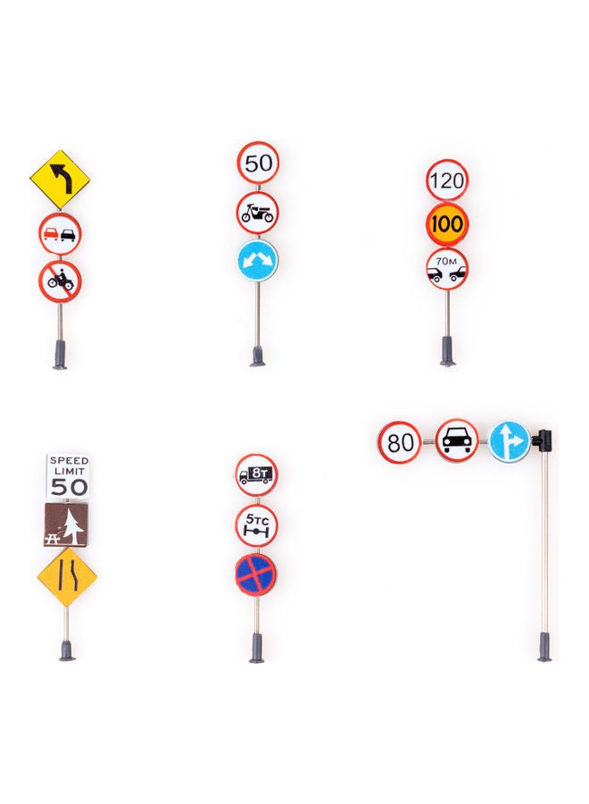 6 Pieces Street Traffic Signs Set Scale Model Signals Perfect For Plan City And Train 13 x 1 x 9cm  - Image 1