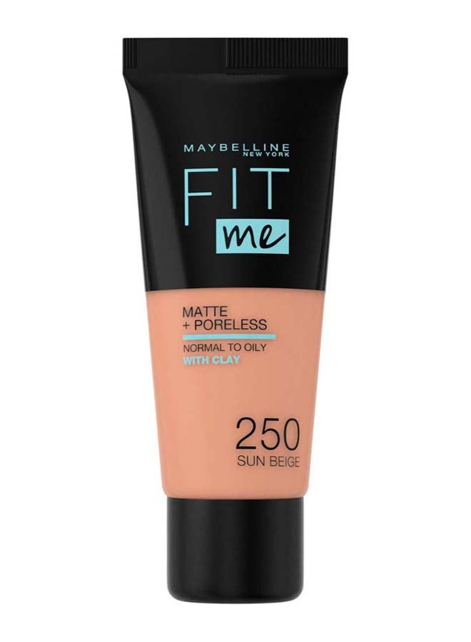 MAYBELLINE NEW YORK - Fit Me Matte+ Poreless Liquid Foundation 250 Sun Beige - Image 1