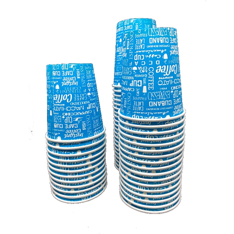 10-Piece Printed Disposable Paper Tea And Coffee Cups Set blue