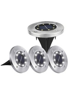 Generic 4 Piece 8 LED Solar Garden Light Durable Waterproof Ground Lights Black/Silver 12x2.5cm  - Image 1