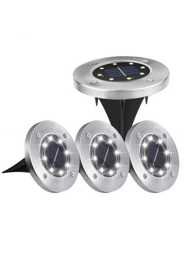 Generic 4 Piece 8 LED Solar Garden Light Durable Waterproof Ground Lights Black/Silver 12x2.5cm  - Image 1