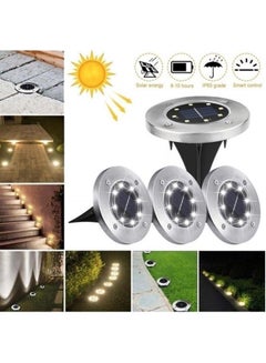 Generic 4 Piece 8 LED Solar Garden Light Durable Waterproof Ground Lights Black/Silver 12x2.5cm  - Image 2