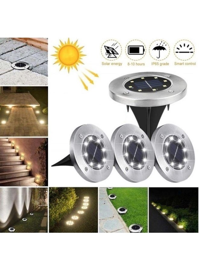 Generic 4 Piece 8 LED Solar Garden Light Durable Waterproof Ground Lights Black/Silver 12x2.5cm  - Image 2