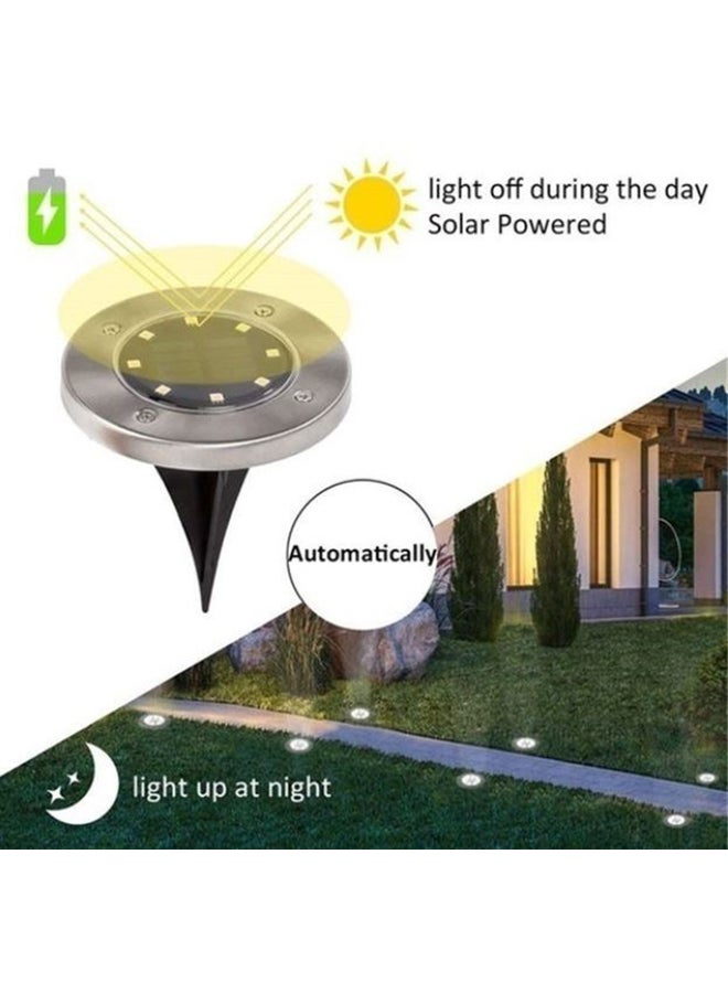 Generic 4 Piece 8 LED Solar Garden Light Durable Waterproof Ground Lights Black/Silver 12x2.5cm  - Image 3