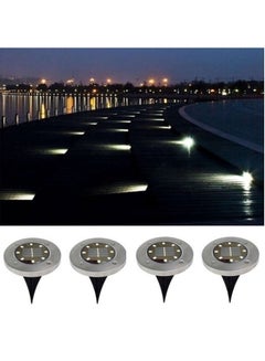 Generic 4 Piece 8 LED Solar Garden Light Durable Waterproof Ground Lights Black/Silver 12x2.5cm  - Image 4