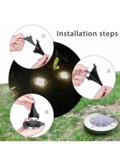 Generic 4 Piece 8 LED Solar Garden Light Durable Waterproof Ground Lights Black/Silver 12x2.5cm  - Image 5