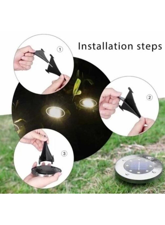 Generic 4 Piece 8 LED Solar Garden Light Durable Waterproof Ground Lights Black/Silver 12x2.5cm  - Image 5