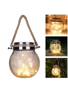 Outdoor Solar Hanging Light Crack Glass Jar Lamp Warm Light Transparent 5.5inch - v1607344309/N42779679A_2