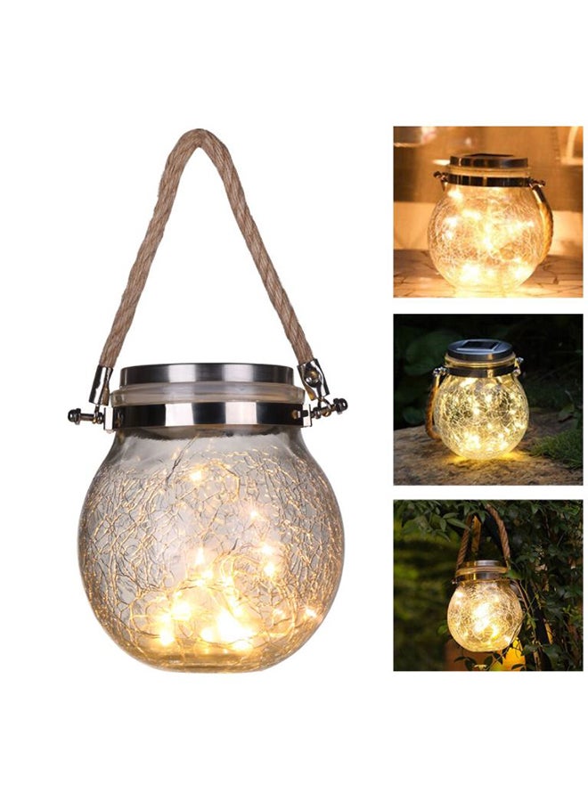 Generic Outdoor Solar Hanging Light Crack Glass Jar Lamp Warm Light Transparent 5.5inch  - Image 2