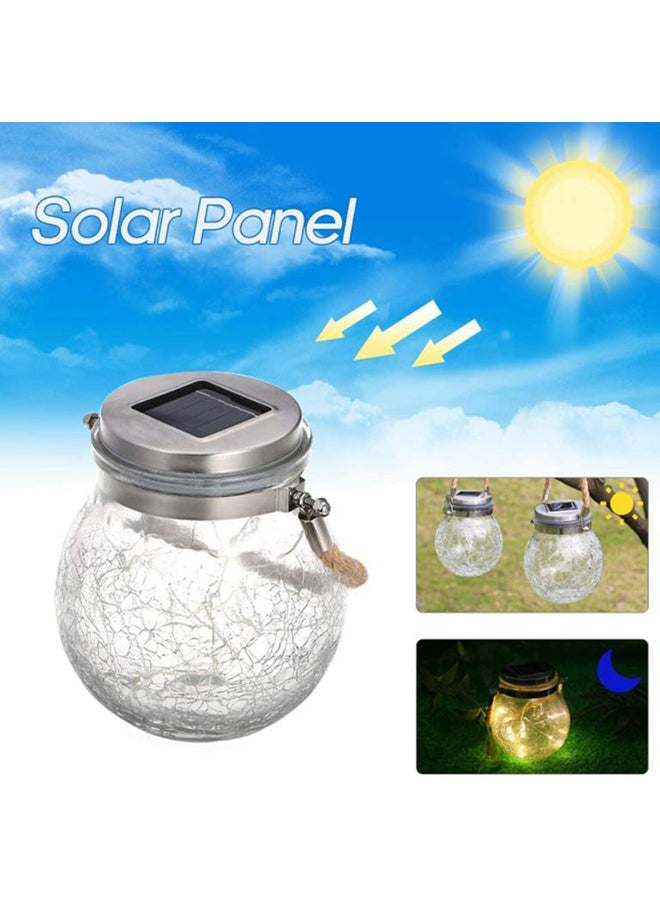 Generic Outdoor Solar Hanging Light Crack Glass Jar Lamp Warm Light Transparent 5.5inch  - Image 3