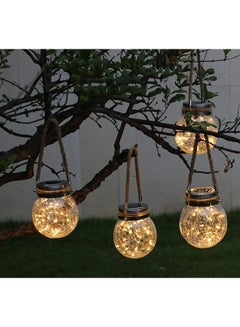 Outdoor Solar Hanging Light Crack Glass Jar Lamp Warm Light Transparent 5.5inch - v1607344309/N42779679A_4