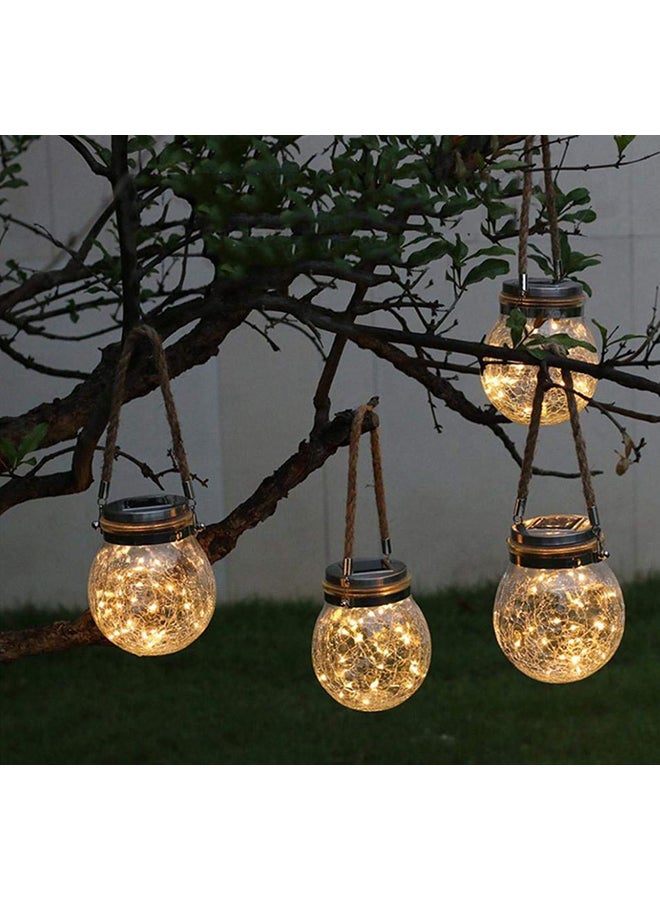 Generic Outdoor Solar Hanging Light Crack Glass Jar Lamp Warm Light Transparent 5.5inch  - Image 4