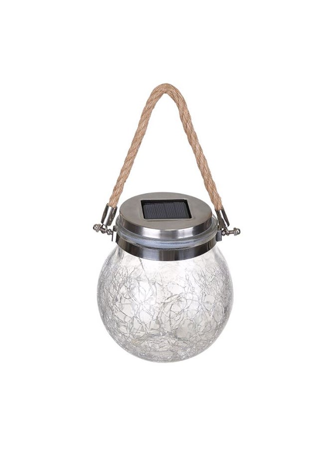 Generic Outdoor Solar Hanging Light Crack Glass Jar Lamp Warm Light Transparent 5.5inch  - Image 5