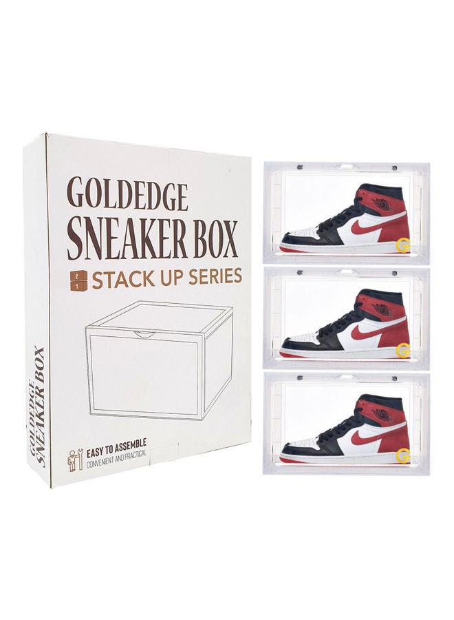 Goldedge Sneaker Storage Box Stack Up Series - Three Boxes White 36cm  - Image 1