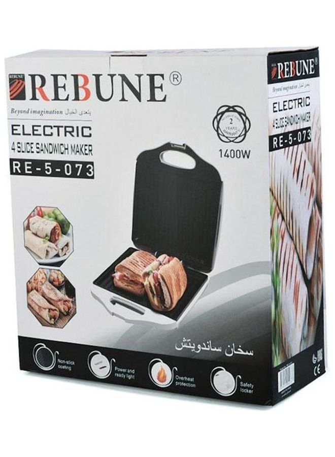 Electric 4 Slice Sandwich Burne 1400.0 W RE-5-073 White