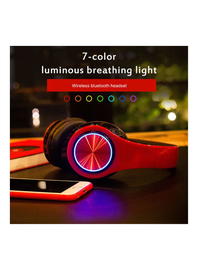 Wireless Headset With Breathing Lamp Red and black - Image 2