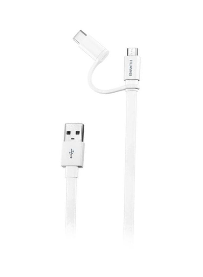 هواوي كابل 2-في-1 MicroUSB و Type-C أبيض  - Image 1