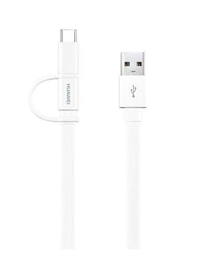 هواوي كابل 2-في-1 MicroUSB و Type-C أبيض  - Image 2