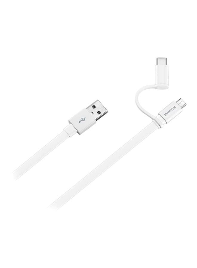 هواوي كابل 2-في-1 MicroUSB و Type-C أبيض  - Image 4