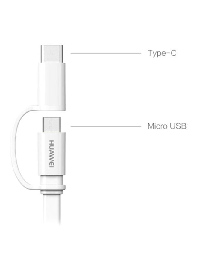 هواوي - كابل 2-في-1 MicroUSB و Type-C أبيض - Image 1